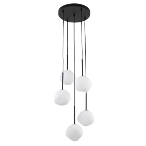 Elegancka lampa wisząca do salonu, szklane mleczne klosze 5xG9 11019 TK Lighting