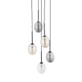Ozdobna lampa wisząca, czarna podsufitka 5 szklanych kloszy 10844 TK Lighting
