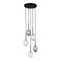 Ozdobna lampa wisząca, czarna podsufitka 5 szklanych kloszy 10844 TK Lighting