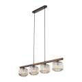 Lampa wisząca z drewnianą listwą, 4 szklane klosze nad stół 11070 TK Lighting