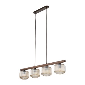 Lampa wisząca z drewnianą listwą, 4 szklane klosze nad stół 11070 TK Lighting