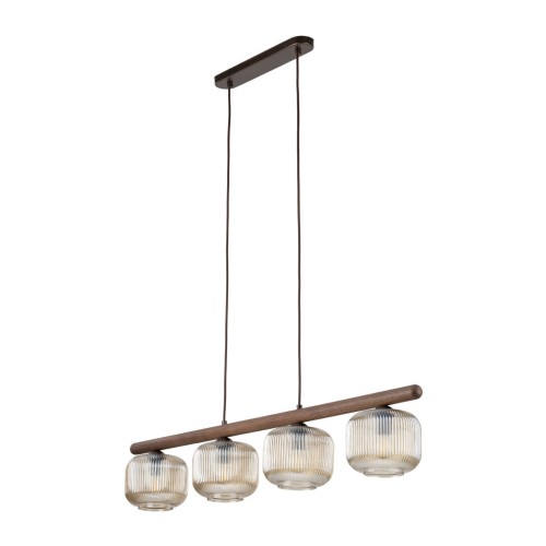 Lampa wisząca z drewnianą listwą, 4 szklane klosze nad stół 11070 TK Lighting