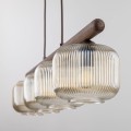 Lampa wisząca z drewnianą listwą, 4 szklane klosze nad stół 11070 TK Lighting