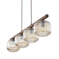 Lampa wisząca z drewnianą listwą, 4 szklane klosze nad stół 11070 TK Lighting