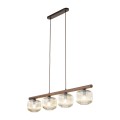 Lampa wisząca z drewnianą listwą, 4 szklane klosze nad stół 11070 TK Lighting