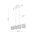 Lampa wisząca z drewnianą listwą, 4 szklane klosze nad stół 11070 TK Lighting