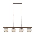Lampa wisząca z drewnianą listwą, 4 szklane klosze nad stół 11070 TK Lighting