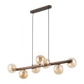 Stylowa lampa wisząca drewniana z 7 szklanymi kloszami nad stół 11096 TK Lighting