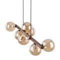 Stylowa lampa wisząca drewniana z 7 szklanymi kloszami nad stół 11096 TK Lighting