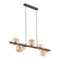 Stylowa lampa wisząca drewniana z 7 szklanymi kloszami nad stół 11096 TK Lighting
