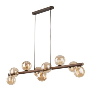 Lampa wisząca orzech, 9 szklanych bursztynowych kulek na G9 11097 TK Lighting