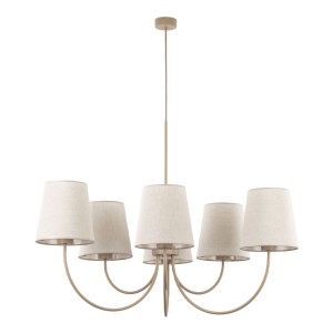 Klasyczna lampa wisząca, sześć klasycznych lnianych abażurów 11072 TK Lighting