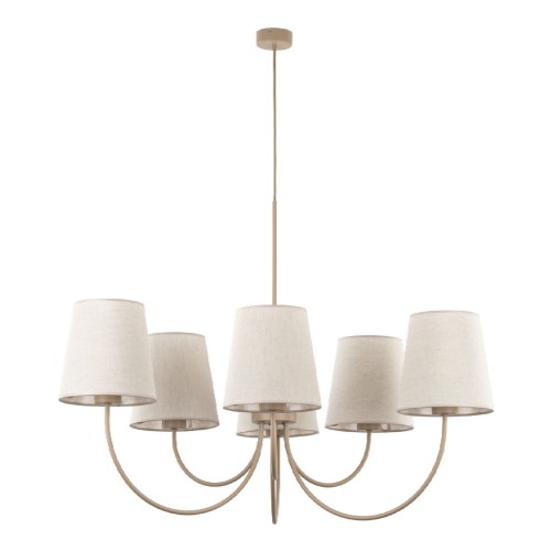 Klasyczna lampa wisząca, sześć klasycznych lnianych abażurów 11072 TK Lighting