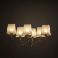 Klasyczna lampa wisząca, sześć klasycznych lnianych abażurów 11072 TK Lighting