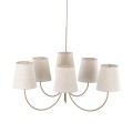 Klasyczna lampa wisząca, sześć klasycznych lnianych abażurów 11072 TK Lighting