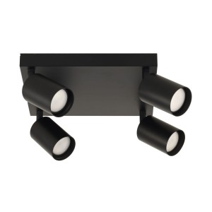 Lampa sufitowa z kwadratową podsufitką, 4 czarne reflektorki 10105 TK Lighting
