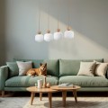 Lampa wisząca listwa nad blat, białe szklane ryflowane klosze 11051 TK Lighting