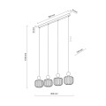 Lampa wisząca listwa nad blat, białe szklane ryflowane klosze 11051 TK Lighting