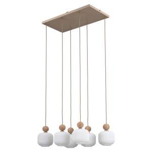 Lampa sufitowa z prostokątną rozetą, 6 zwisów szklane klosze 11052 TK Lighting