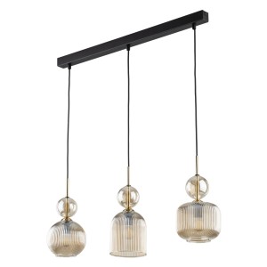 Lampa wisząca w stylu glamour, 3 szklane ryflowane klosze 11042 TK Lighting