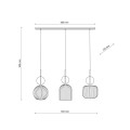 Lampa wisząca w stylu glamour, 3 szklane ryflowane klosze 11042 TK Lighting