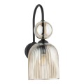Kinkiet kolor koniakowy, szklany ryflowany klosz do sypialni 11140 TK Lighting