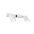 Biały kinkiet z 2 spotami i włącznikami + 2 gniazda USB 11355 TK Lighting