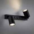 Nowoczesny czarny kinkiet 2 reflektorki, 2 włączniki, 2x USB 11356 TK Lighting
