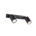 Nowoczesny czarny kinkiet 2 reflektorki, 2 włączniki, 2x USB 11356 TK Lighting