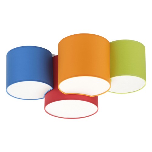 Lampa sufitowa z czterema kolorowymi abażurami, pokój dziecięcy 3276 TK Lighting