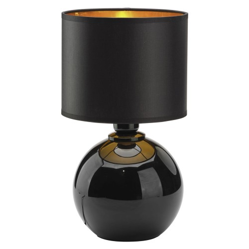 Lampka nocna do sypialni czarno-złota szklana z abażurem PALLA 5068 TK