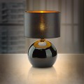 Lampka nocna do sypialni czarno-złota szklana z abażurem PALLA 5068 TK