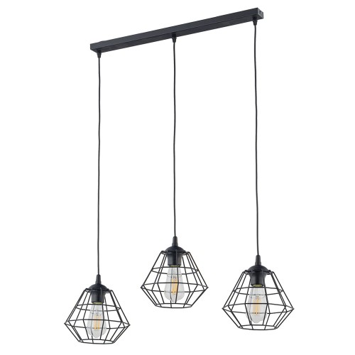 Lampa wisząca z 3 drucianymi kloszami DIAMOND NEW BLACK 6203 TK Lighting
