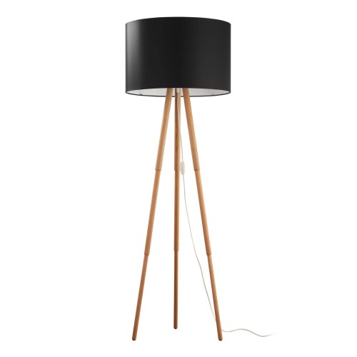 Lampa podłogowa TOKYO gwint E27 moc 15W styl scandic-eco klosz tkanina | czarny 5298 TK lighting
