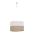 Lampa wisząca z białym i jutowym kloszem do jadalni LINOBIANCO 6573 TK Lighting