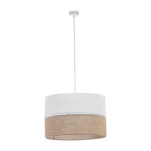 Lampa wisząca z białym i jutowym kloszem do jadalni LINOBIANCO 6573 TK Lighting