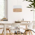 Lampa wisząca z białym i jutowym kloszem do jadalni LINOBIANCO 6573 TK Lighting