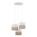 Lampa wisząca z 3 białymi i jutowymi abażurami w stylu boho 6575 TK Lighting