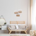 Lampa wisząca z 3 białymi i jutowymi abażurami w stylu boho 6575 TK Lighting