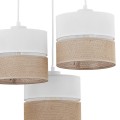Lampa wisząca z 3 białymi i jutowymi abażurami w stylu boho 6575 TK Lighting