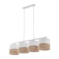 Lampa wisząca z 4 kloszami z tkaniny i juty LINOBIANCO 6576 TK LIGHTING