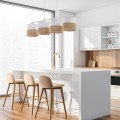 Lampa wisząca z 4 kloszami z tkaniny i juty LINOBIANCO 6576 TK LIGHTING