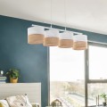 Lampa wisząca z 4 kloszami z tkaniny i juty LINOBIANCO 6576 TK LIGHTING