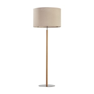 Lampa podłogowa z drewnianą nogą i jasnym abażurem do salonu 5199 TK Lighting