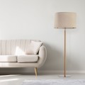 Lampa podłogowa z drewnianą nogą i jasnym abażurem do salonu 5199 TK Lighting