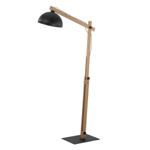 Lampa podłogowa stojąca z czarnym kloszem i drewnianą nogą OSLO 5582 TK Lighting