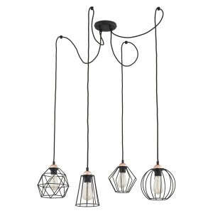 Lampa wisząca pająk z drucianymi czarnymi kloszami GALAXY TK Lighting 1646