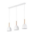 Lampa wisząca w stylu skandynawskim biała z drewnem NORD WHITE 4869