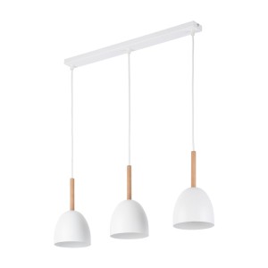 Lampa wisząca w stylu skandynawskim biała z drewnem NORD WHITE 4869