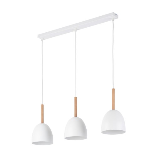 Lampa wisząca w stylu skandynawskim biała z drewnem NORD WHITE 4869